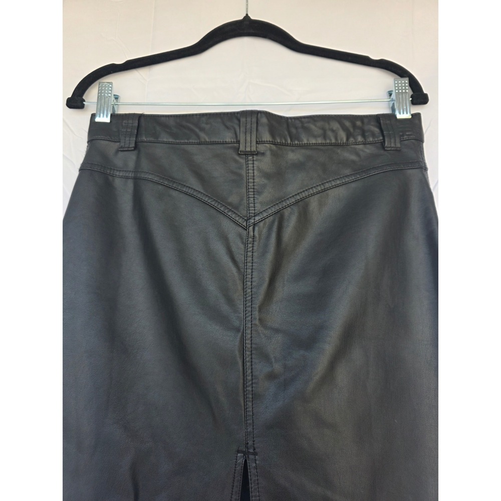 Free People City Slicker Vegan Leather Maxi Skirt Black High Back Slit SZ 2 NWT - Picture 12 of 13